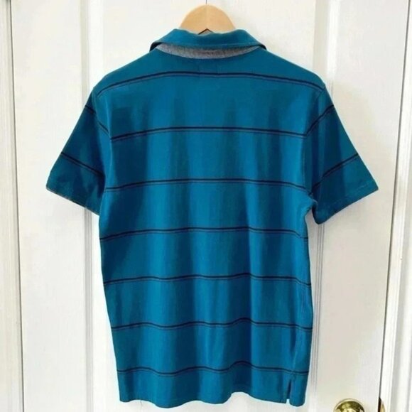 AdiXion Mens Polo Shirt Short Sleeves Green with Black Stripes Size Medium - Picture 3 of 13